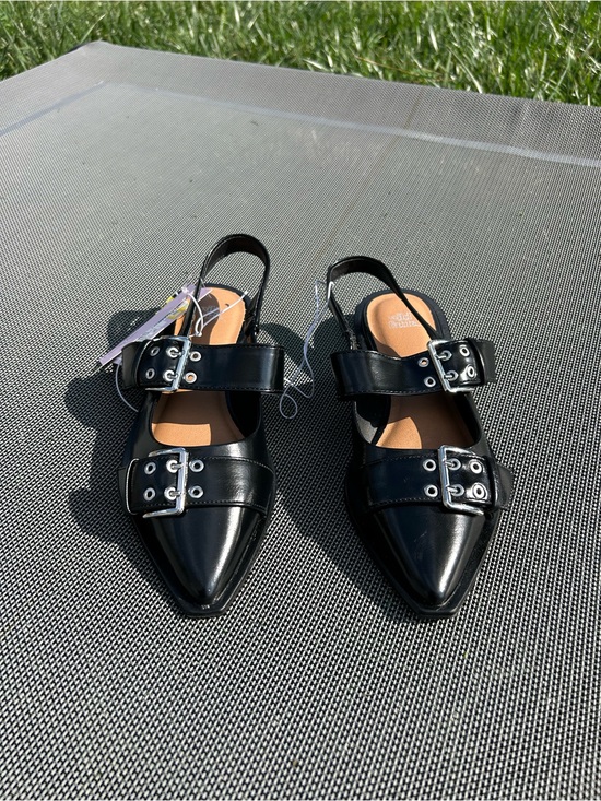 wild fable Shoes - Size 7 Peyton Double Buckle black Slingback Flats by wild fable alt alternative